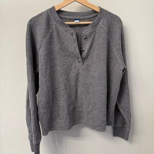 Old Navy Charcoal Long Sleeve Henley Top